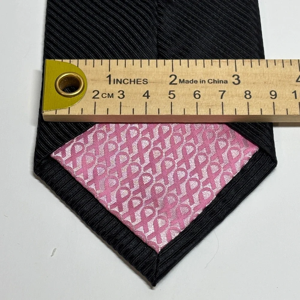 Diane Katzman Necktie Mens One Size Black Breast Cancer Awareness Ribbed Charity
